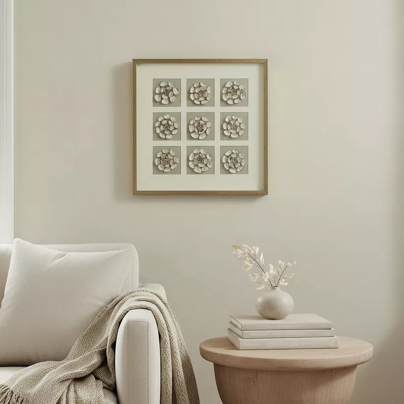 Aurum Olivia Luxe Shell Shadow Box with Frame - 60x60 cm - Image 5