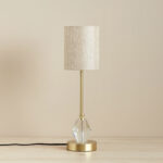 Pearson Metal and Crystal Table Lamp with Linen Shade - 12.7x43.1 cm