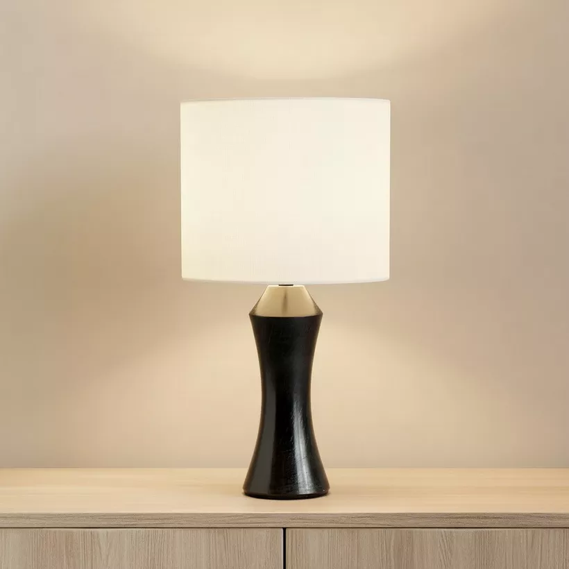 Pearson Marble Table Lamp with Linen Shade - 17.7x36 cm - Image 3