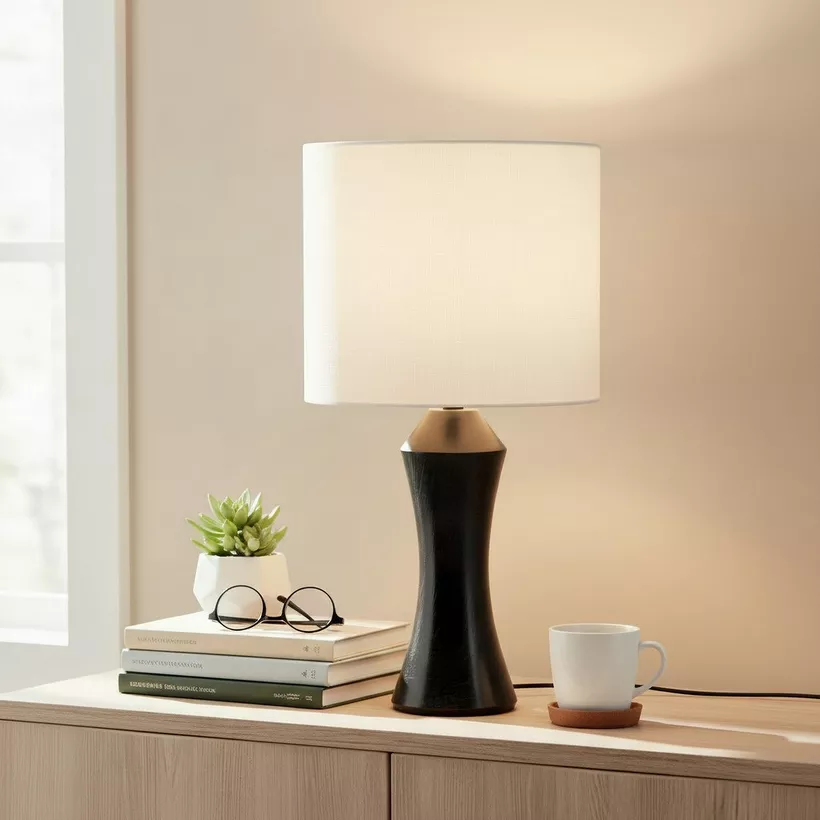 Pearson Marble Table Lamp with Linen Shade - 17.7x36 cm - Image 6