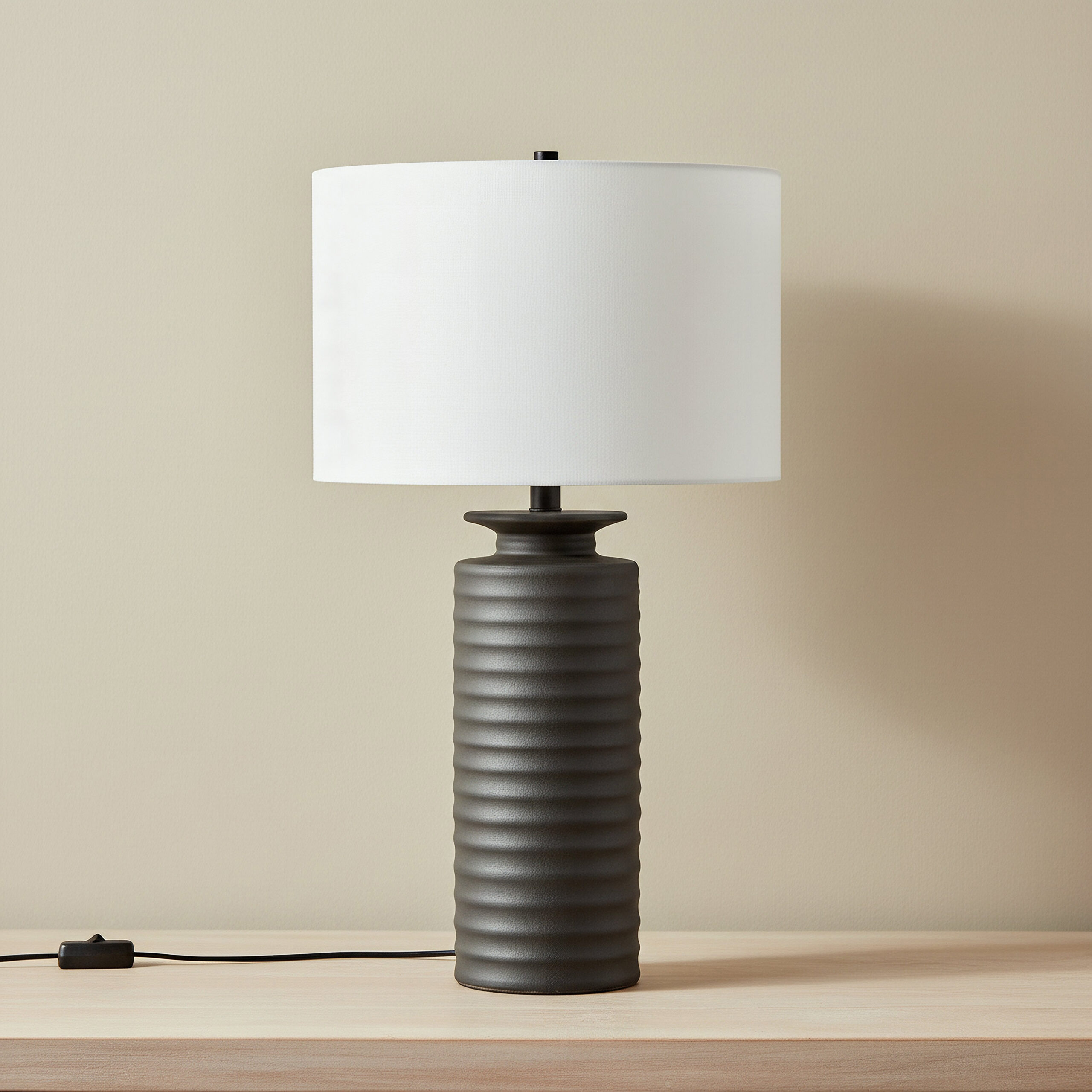 Pearson Ceramic Table Lamp with Linen Shade - 38x66.5 cm