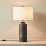 Pearson Ceramic Table Lamp with Linen Shade - 38x66.5 cm
