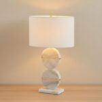 Pearson Marble Table Lamp with Metal Accent and Linen Shade - 43x68.5 cm