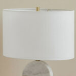 Pearson Marble Table Lamp with Metal Accent and Linen Shade - 43x68.5 cm