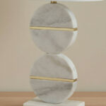 Pearson Marble Table Lamp with Metal Accent and Linen Shade - 43x68.5 cm