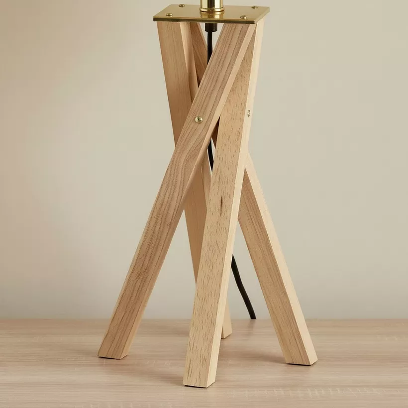 Pearson Solid Wood Tripod Lamp with Linen Shade - 30x68.5 cm - Image 5