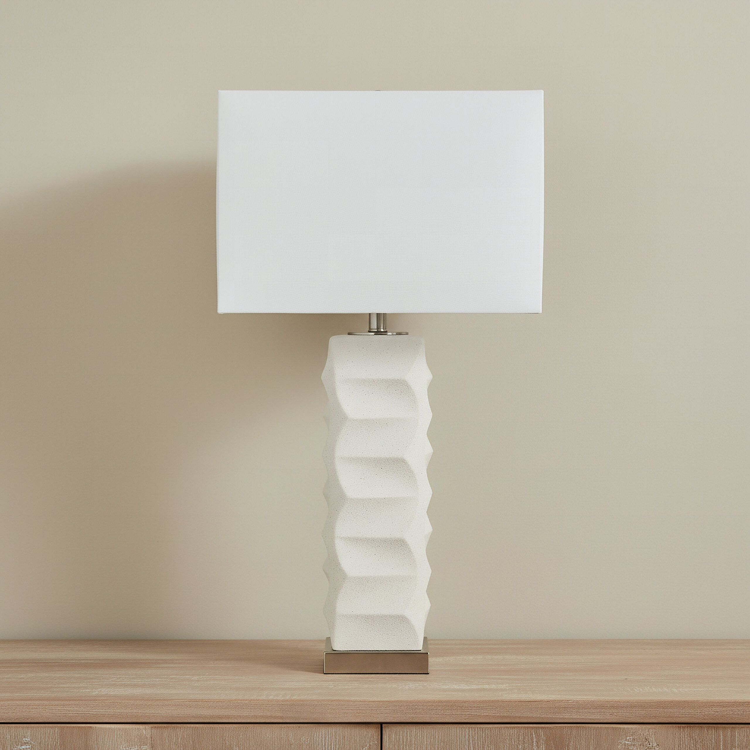 Pearson Ceramic Table Lamp with Linen Shade - 38x62 cm