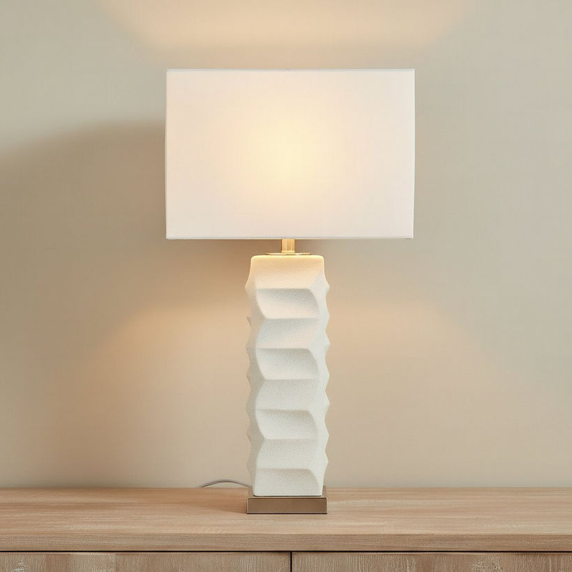 Pearson Ceramic Table Lamp with Linen Shade - 38x62 cm - Image 3