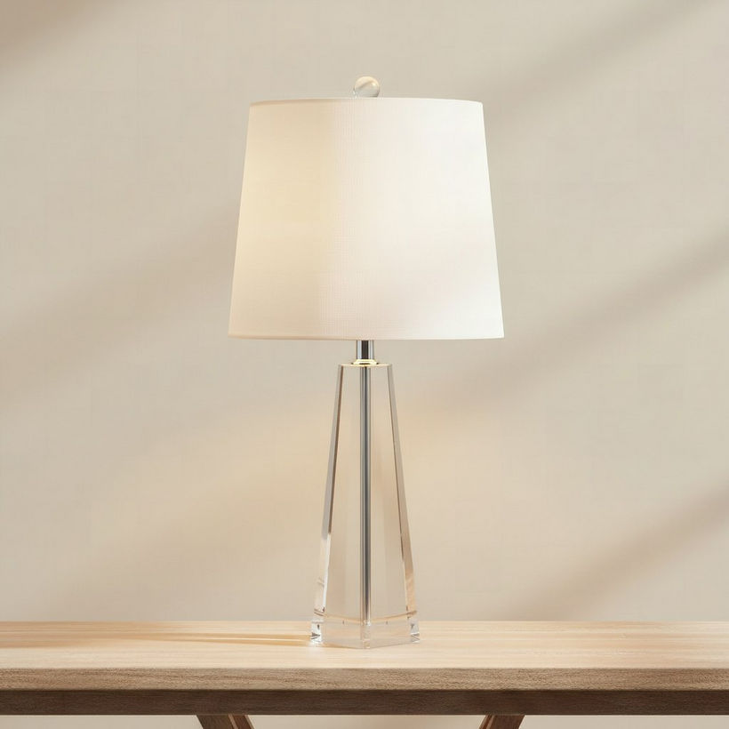 Pearson Crystal Table Lamp with Linen Shade - 25x63.5 cm - Image 3