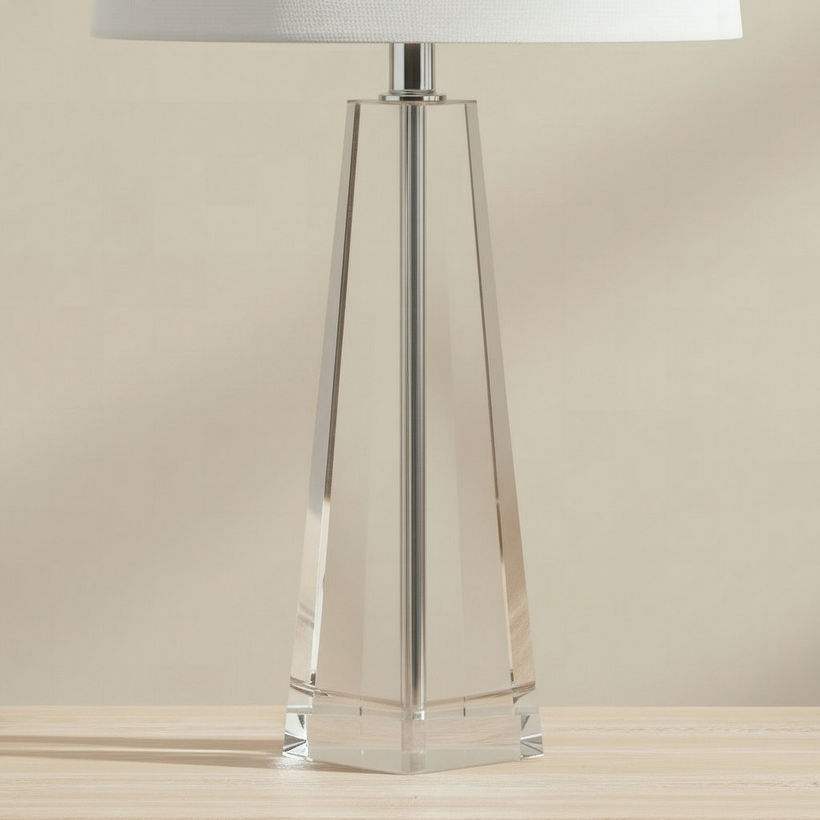 Pearson Crystal Table Lamp with Linen Shade - 25x63.5 cm - Image 5