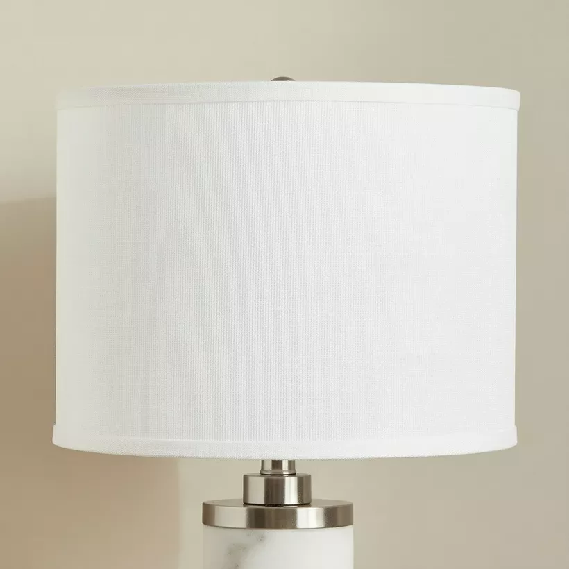 Pearson Marble and Metal Table Lamp with Linen Shade - 35x62 cm - Image 4