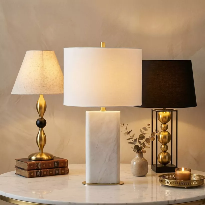 Pearson Marble and Metal Table Lamp - 33x60 cm - Image 2