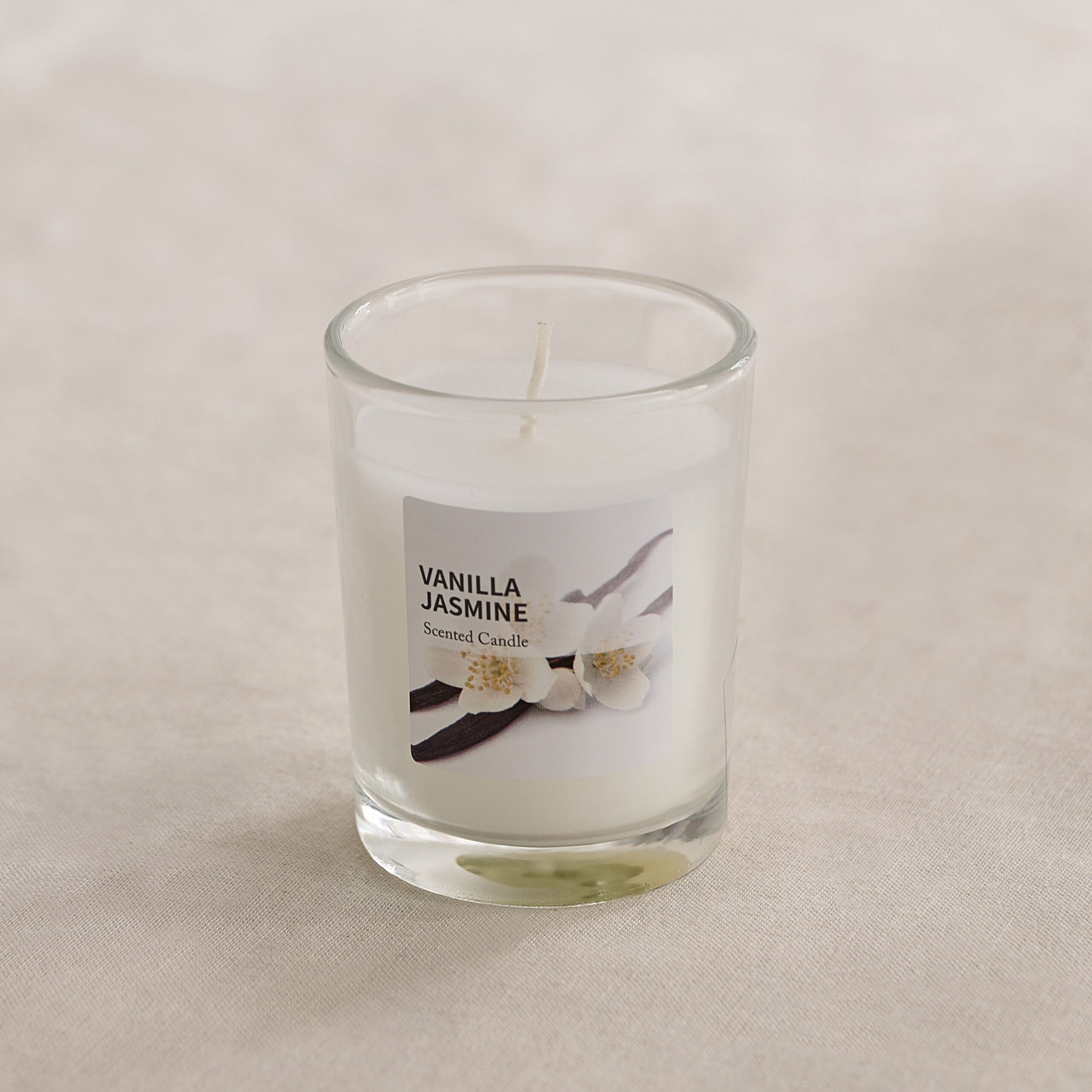 Qara 50 gm Vanilla Jasmine Scented Glass Candle - 5.1x6.2 cm