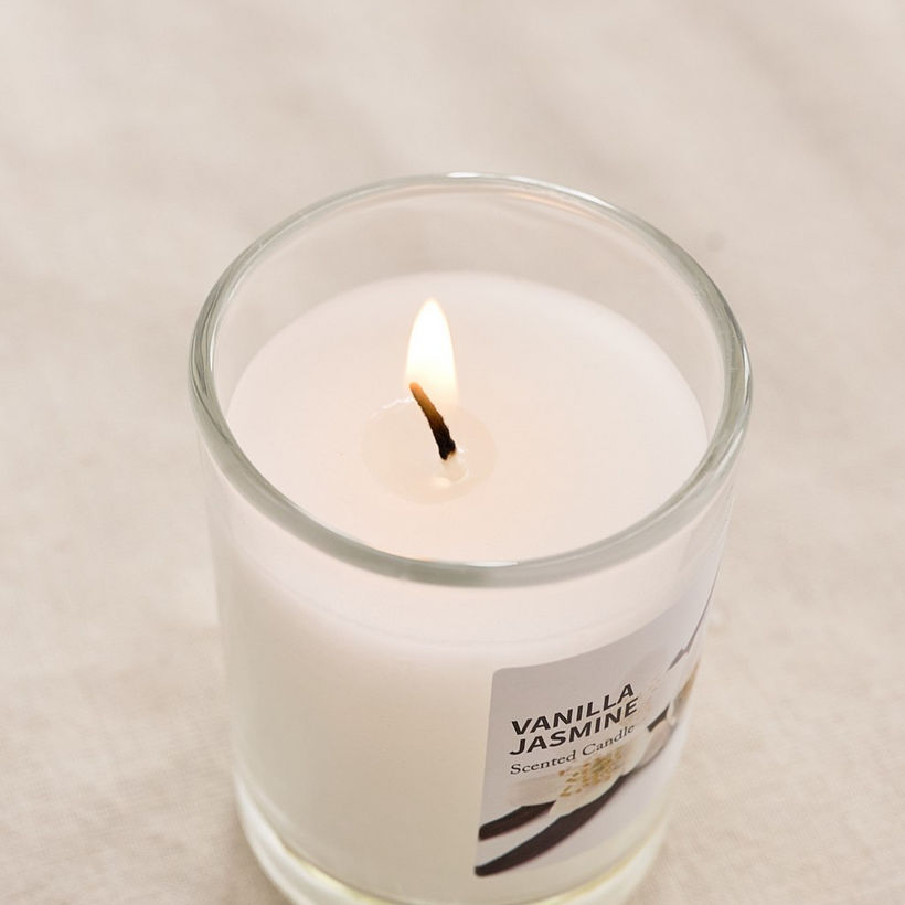 Qara 50 gm Vanilla Jasmine Scented Glass Candle - 5.1x6.2 cm - Image 4