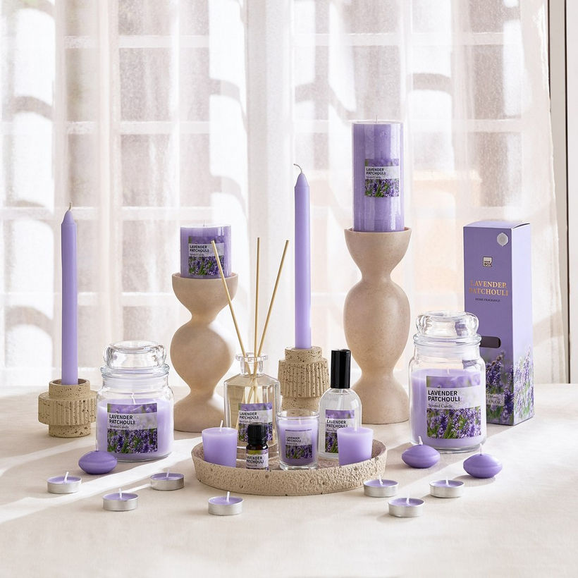Qara Lavender Patchouli Pillar Candle - 6.8x7 cm - Image 5