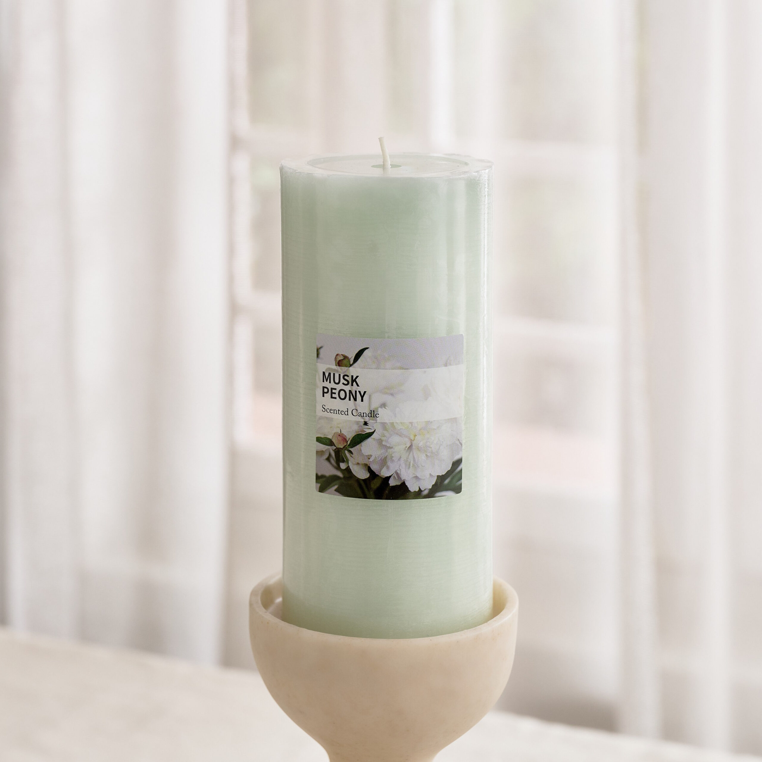 Qara Musk Peony Pillar Candle - 68x15 cm