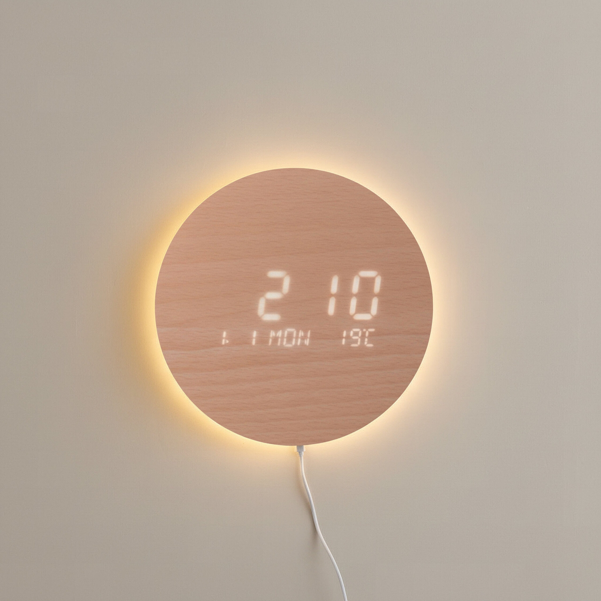 Cristine Classic LED Wall Clock with USB - 29.7x29.7x1.5 cm