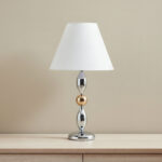 Solliet Metal Table Lamp with Linen Shade - 33x59 cm