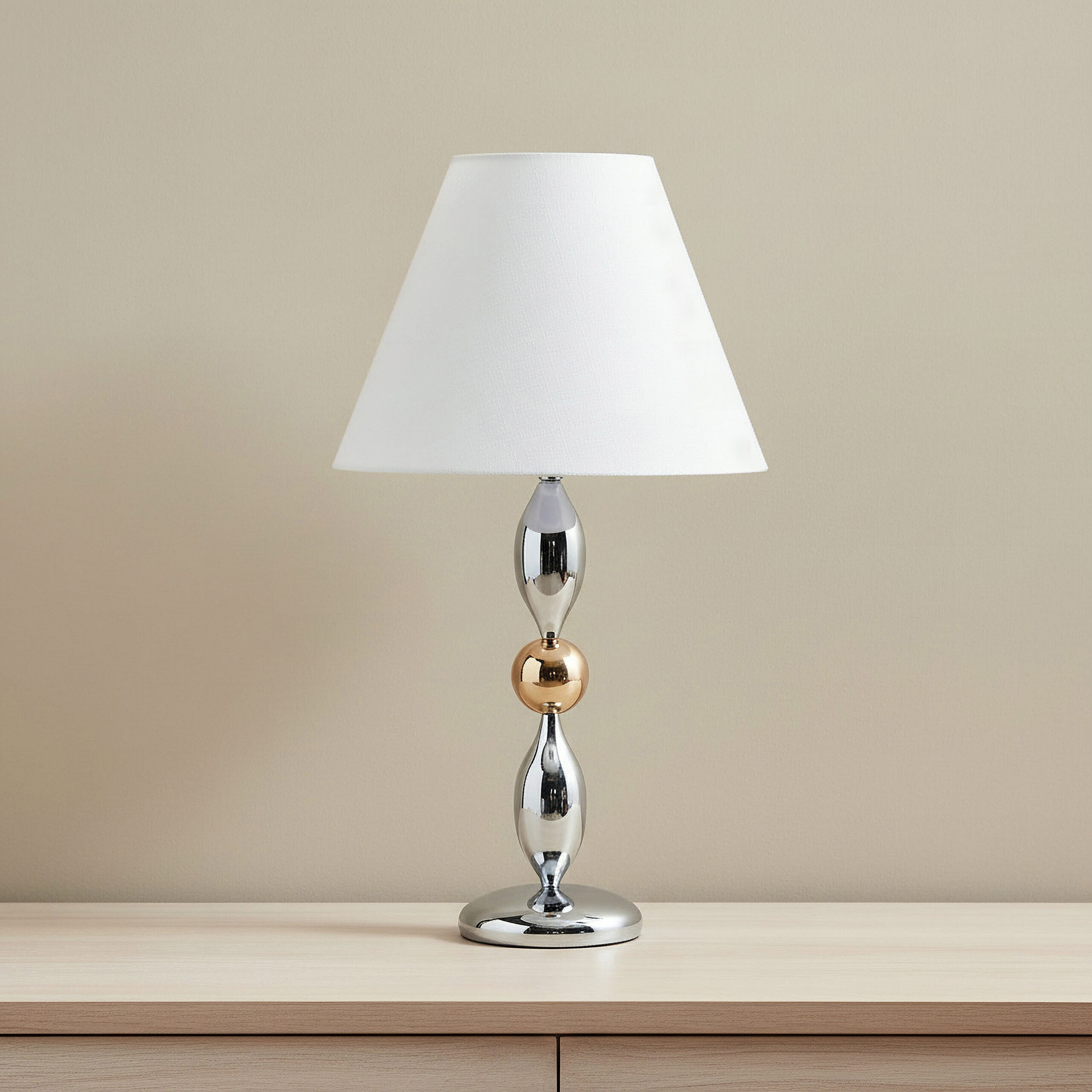 Solliet Metal Table Lamp with Linen Shade - 33x59 cm