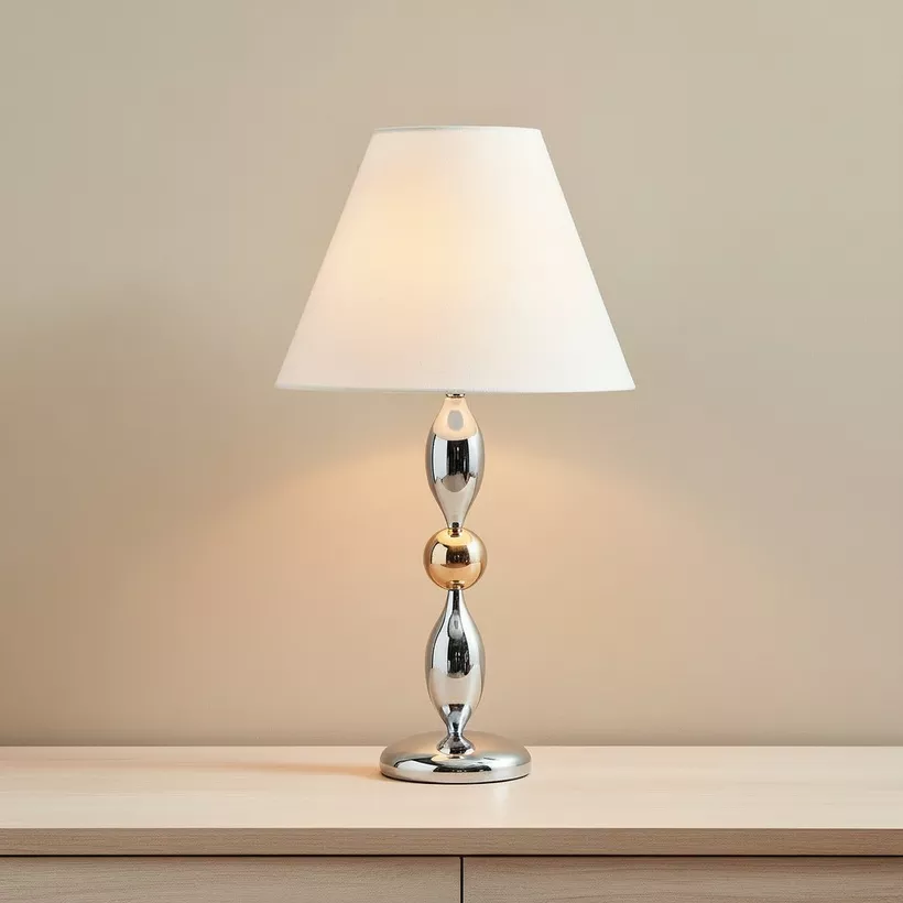 Solliet Metal Table Lamp with Linen Shade - 33x59 cm - Image 3