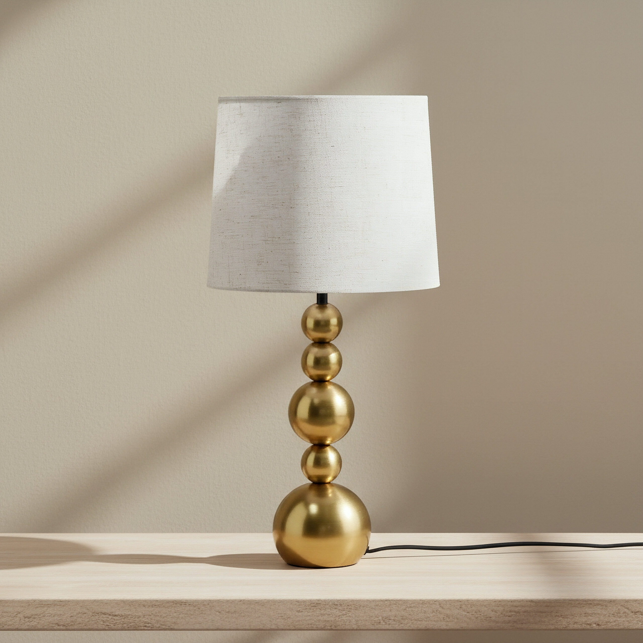 Solliet Metal Table Lamp with Linen Shade - 28x55.5 cm