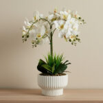 Areos Artificial Orchid Potted Plants in Ceramic Pot - 20.3x20.3x56 cm