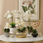 Areos Artificial Orchid Potted Plants in Ceramic Pot - 20.3x20.3x56 cm