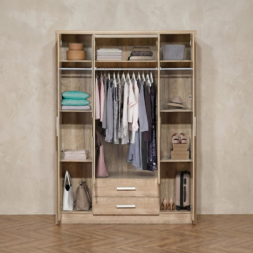 Curvy NXT 4-Door Wardrobe with 2 Mirrors and 2 Drawers - Image 4