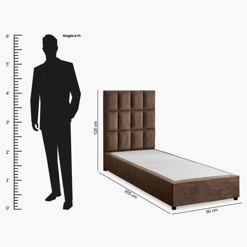 Curvy Rubik Single Upholstered Bed - 90x200 cm - Image 2