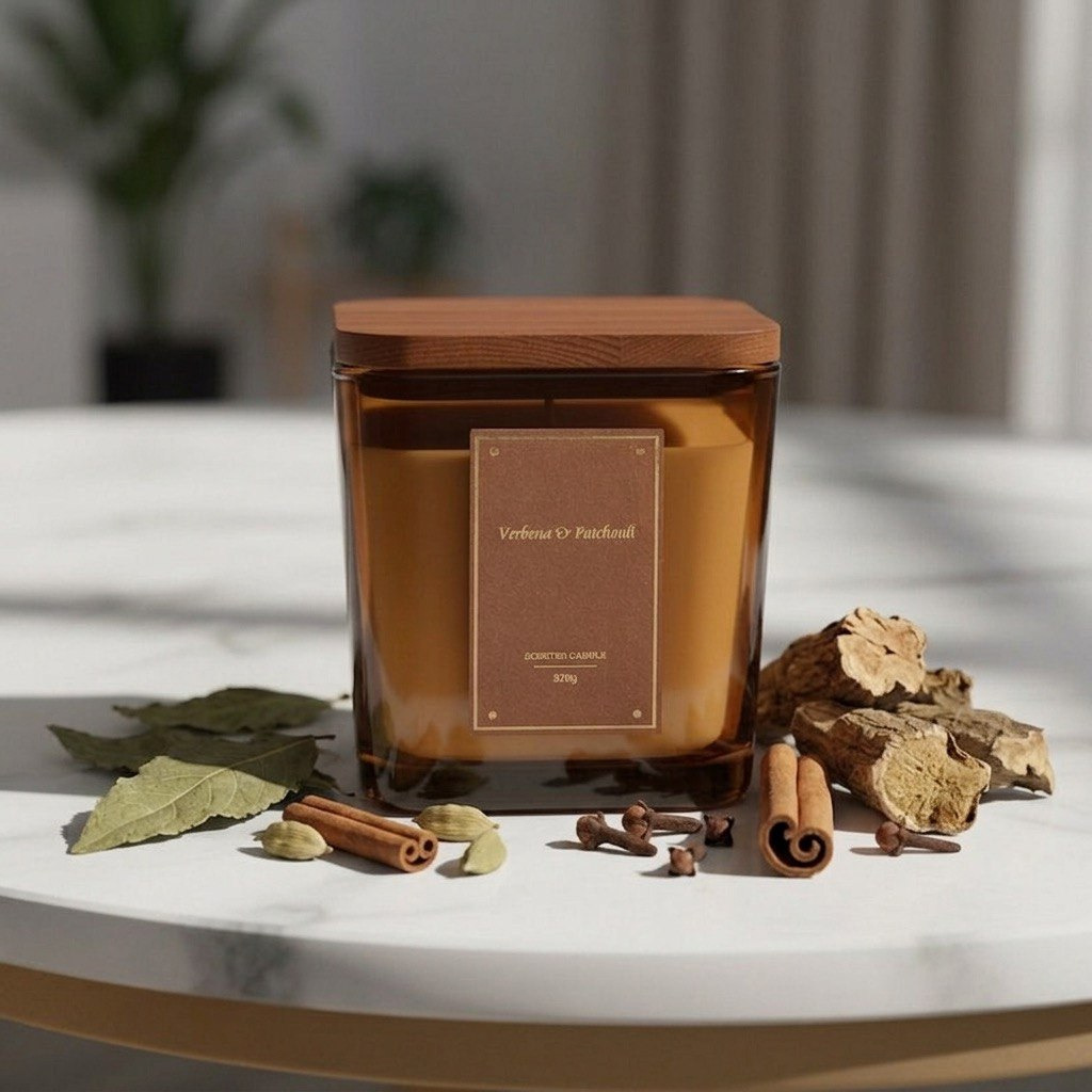 Nuvori Scentelier Verbena and Patchouli Jar Candle - 370 gm