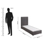 Curvy Haze Upholstered Single Bed - 90x200 cm