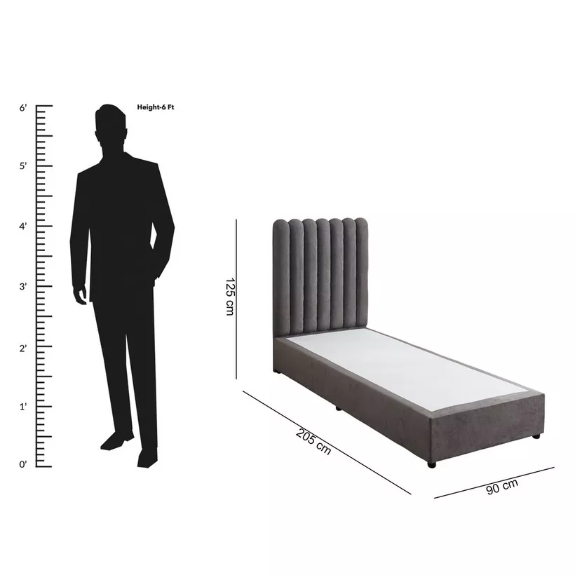 Curvy Haze Upholstered Single Bed - 90x200 cm - Image 2