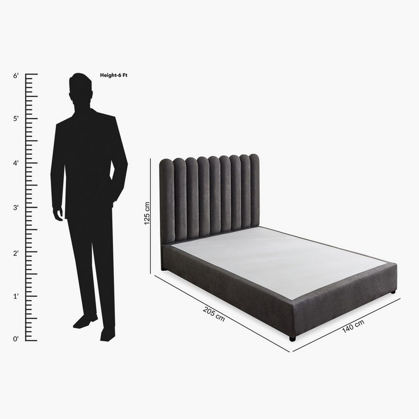 Curvy Haze Upholstered Queen Bed - 140x200 cm - Image 2