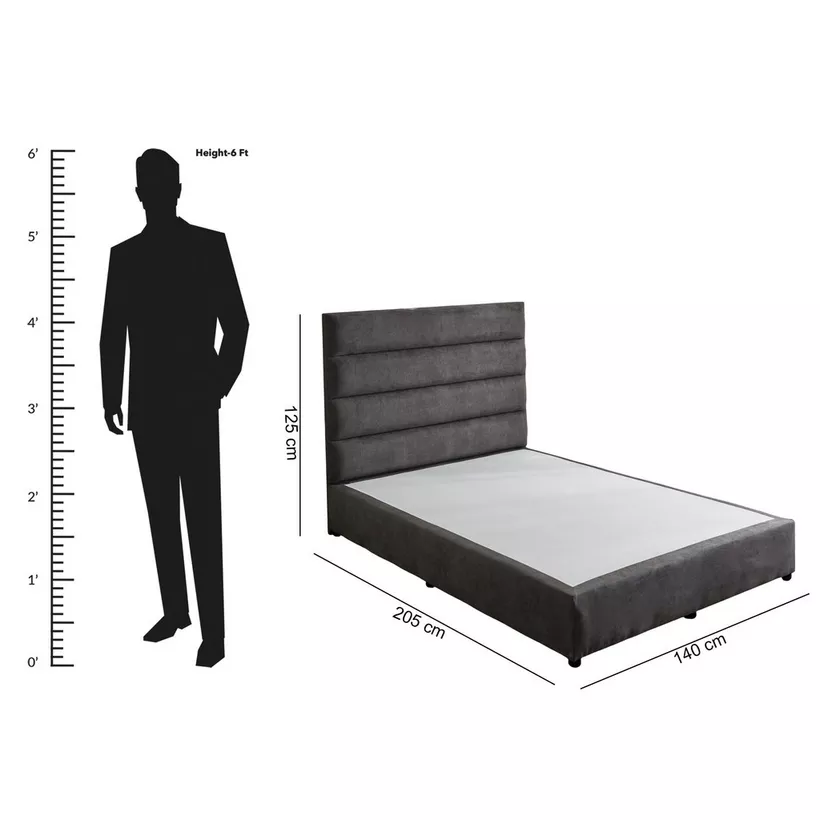 Curvy Linear Upholstered Queen Bed - 140x200 cm - Image 2