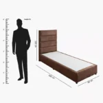 Curvy Linear Upholstered Single Bed - 90x200 cm