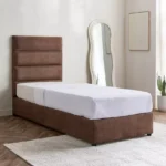 Curvy Linear Upholstered Single Bed - 90x200 cm