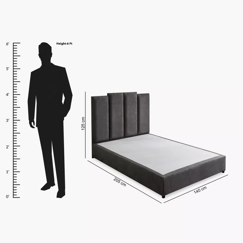 Curvy Riston Upholstered Queen Bed - 140x200 cm - Image 2