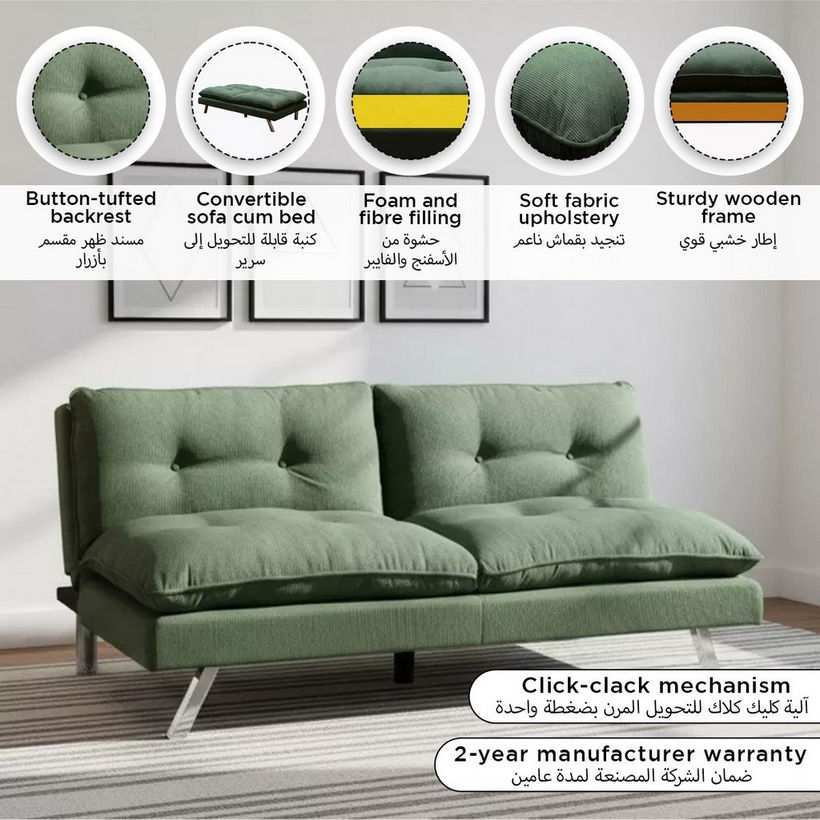Movo Camden 3-Seater Fabric Sofa Bed - Image 2