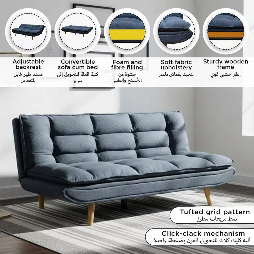 Osaka 3-Seater Fabric Sofa Bed - Image 2