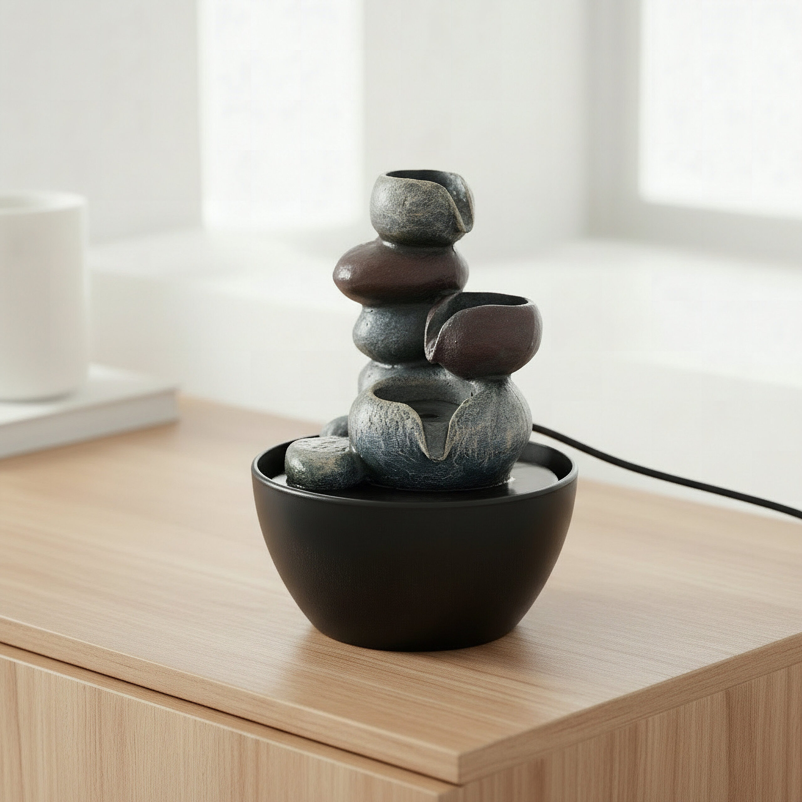 Cascadia Kyoto Mini Pebble Fountain - 13x13x18 cm