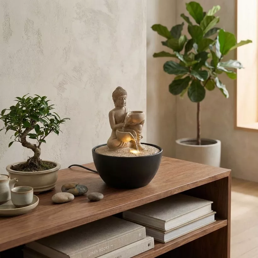Cascadia Kyoto Mini Buddha Fountain - 13x13x18 cm - Image 6