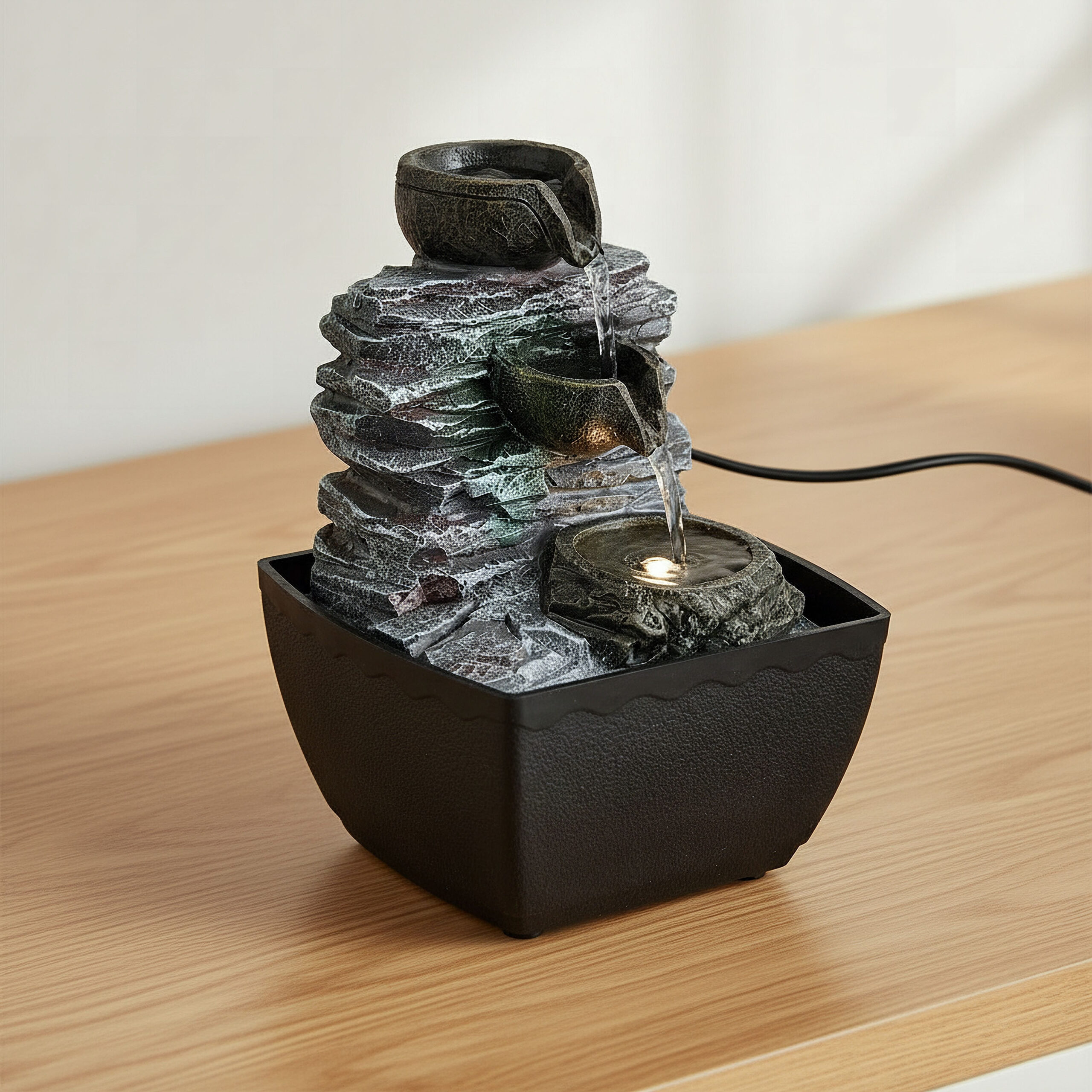 Cascadia Kyoto Mini Cascading Rock Fountain - 13x12x18 cm
