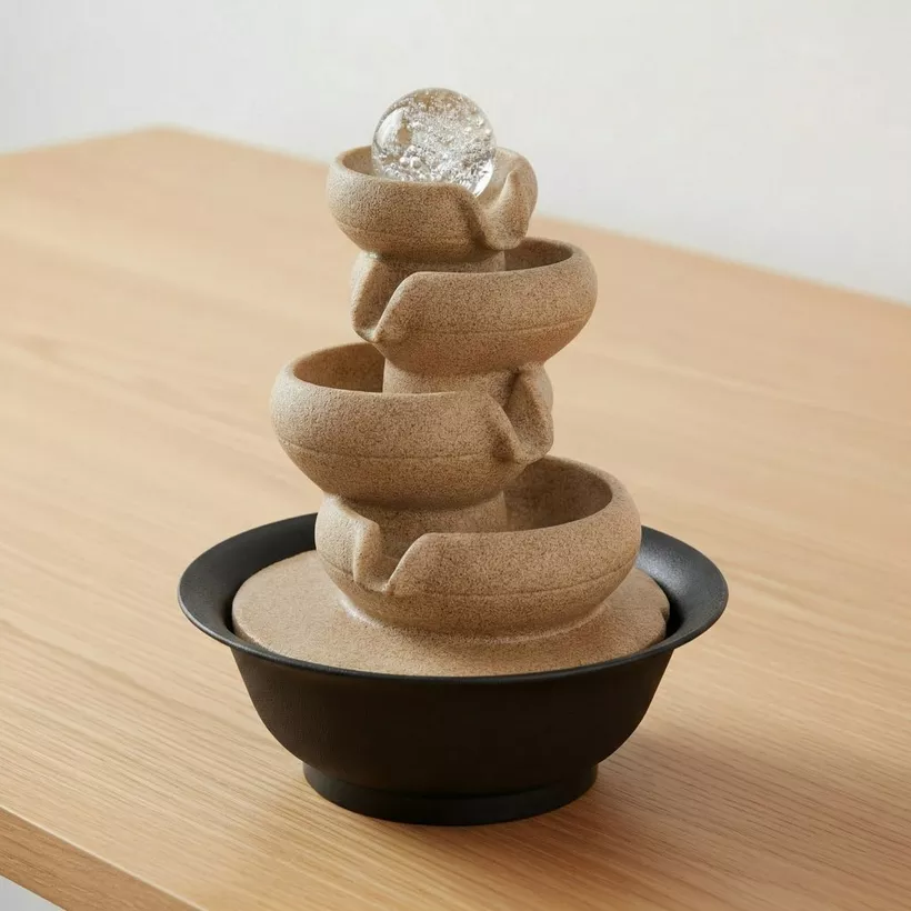 Belen Modern Fountain with Rolling Ball and LED Light - 21x21x26 cm - Image 3