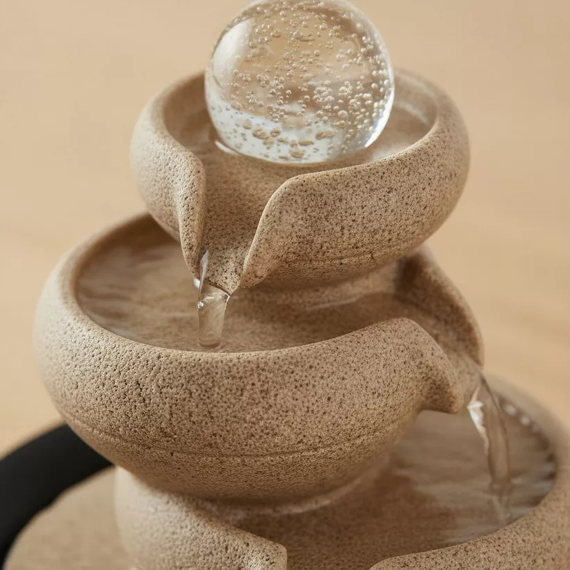 Belen Modern Fountain with Rolling Ball and LED Light - 21x21x26 cm - Image 5