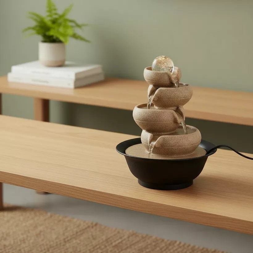Belen Modern Fountain with Rolling Ball and LED Light - 21x21x26 cm - Image 6