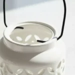 Opaline Mikasa Decorative Ceramic Lantern with Metal Handle - 10.8x10.8x12.8 cm