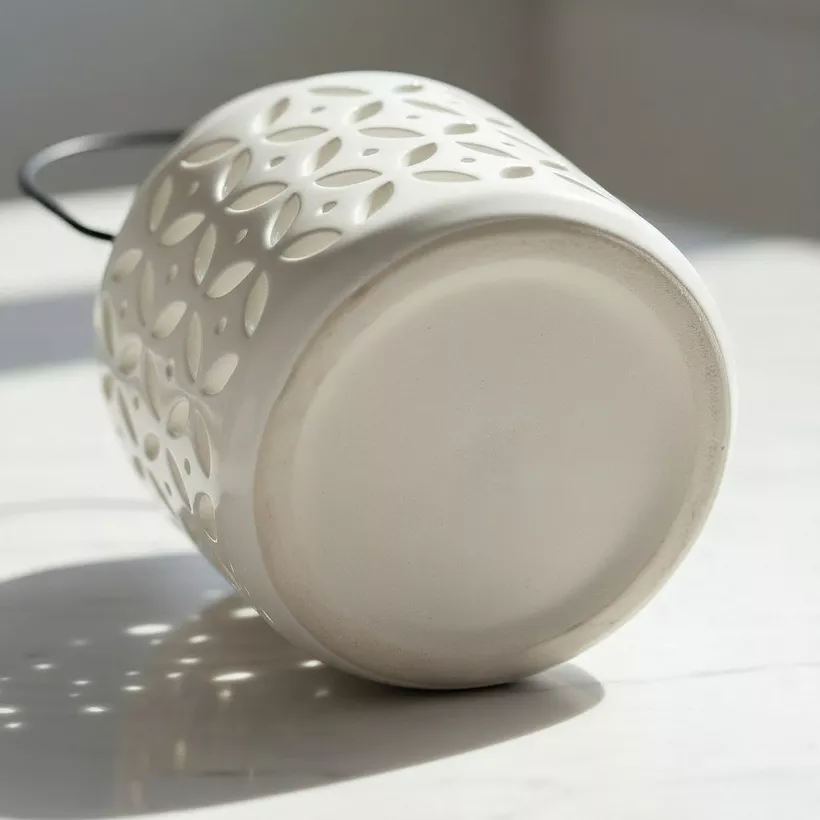 Opaline Mikasa Decorative Ceramic Lantern with Metal Handle - 10.8x10.8x12.8 cm - Image 5