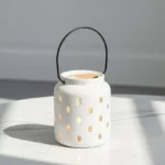 Opaline Mikasa Decorative Ceramic Lantern with Metal Handle - 11x11x13 cm