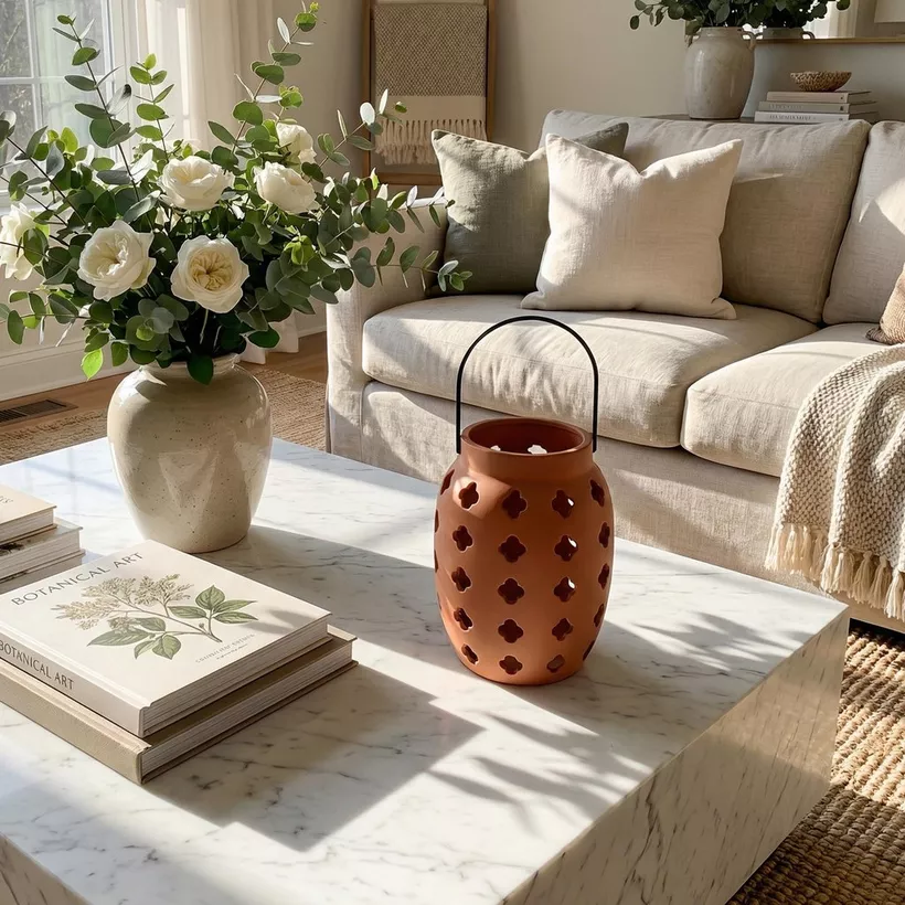 Opaline Mikasa Decorative Ceramic Lantern with Metal Handle - 17x17x23 cm - Image 5