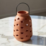 Opaline Mikasa Decorative Ceramic Lantern with Metal Handle - 13x13x19 cm